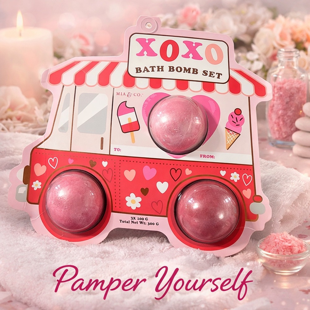 XOXO Pink Bath Bomb Set